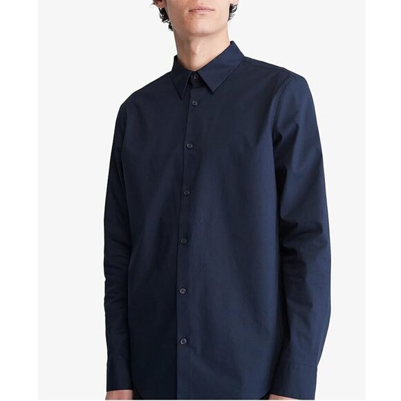 Calvin Klein Regular Fit Button Down Dark Grey Discrete Burgundy Striped Shirt - Picture 7 of 7